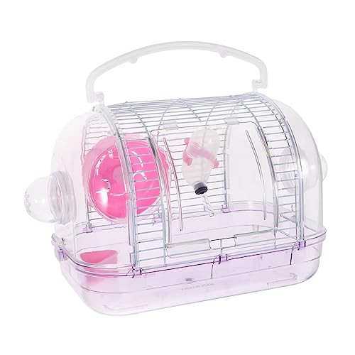 Happyyami 1Stk Hamsterkäfig Hamster-Reisetransporter Hamster-Reisekäfig Mäusekäfig klar meerschweinchen käfig Transportkäfig für Kleintiere Tragebehälter für kleine Haustiere Eisen Rosa von Happyyami