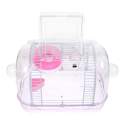 Happyyami 1Stk Hamsterkäfig Hund Futterspender Hase Heu Wurf meerschweinchen käfig Rattenkäfig im Freien Hamster-Villa-Basiskäfig Hamster Tragetasche Haustierkäfig aus Kunststoff Eisen Rosa von Happyyami