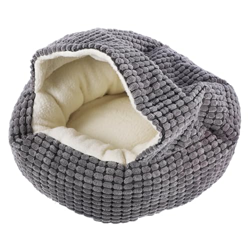 Happyyami 1Stk Haustierbett Katze winterbett Katzenbett Kätzchen warmes Katzenbett erhöhte Futternäpfe für Katzen pet Bed petbett Hundeschlafnest halbgeschlossenes Katzennest Maiswolle Grey von Happyyami