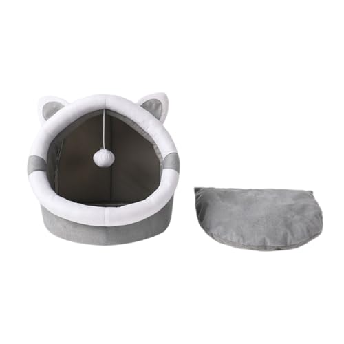 Happyyami 1Stk Katzennest Hundeschlafbett Katzenbett für Wohnungskatzen Katze Haustier Katzenkäfig Katzenfenster tierbett pet Bed cat cave warmes Haustiernest Katzenspielzeug Baumwolle Grey von Happyyami