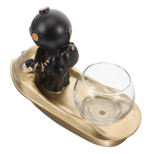 Happyyami 1Stk Leuchtendes hydroponisches Aquarium Teich Schwamm künstlich wohnzimmertisch Dekoration Aquarium Dekoration einmachgläser Aquarium-Ornament Taucher dekorierte Vase Harz Black von Happyyami