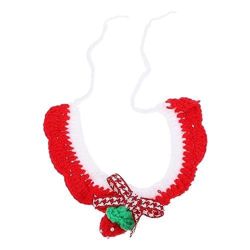 Happyyami 1Stk gestricktes Katzenhalsband Haustierzubehör Haustierhalsband Haustierverkleidung Weihnachtshalsbänder für Welpen Hunde Katzenhalsbänder Haustierhalsbänder aus Wolle Garn rot von Happyyami