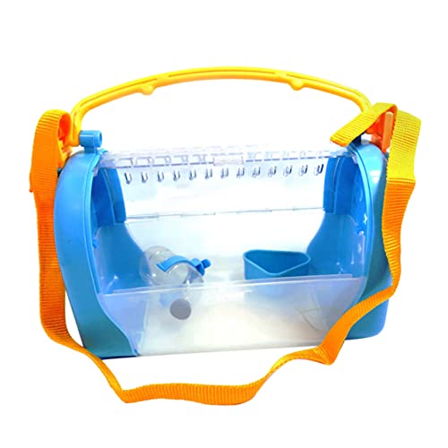 Happyyami 1Stk tragbarer Haustierkäfig meerschweinchen wasserflasche Hamster Gehege tragbare Hamstertrage Hamster transportbox Kleintier Transportkäfig Hamsterkäfig Chinchillakäfig Blue von Happyyami