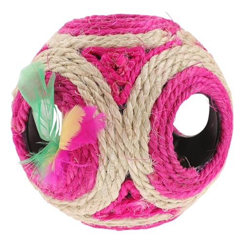 Happyyami 1stk Ball Aus Hanfseil Mit Sechs Löchern Spielzeug Für Kleine Hunde Interaktives Katzenspielzeug Kauspielzeug Für Katzen Kätzchen Hündchenspielzeug Großer Hund Rosa Lipgloss Plüsch von Happyyami