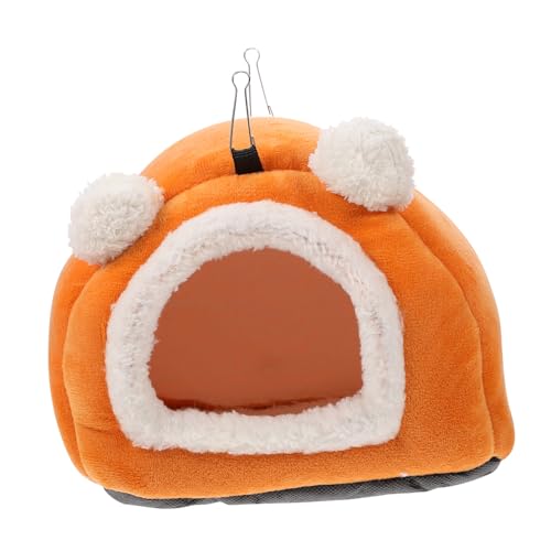 Happyyami 1stk Hamster Baumwollnest Einstreu Für Kleintiere Haustier-schlafbett Mini Hamsternest Minihase Plüsch Hamsterhütte Spielzeughamster Winterhamsternest Betthamster Orange Baumwolle von Happyyami