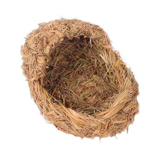 Happyyami 1stk Haustierbett Aus Stroh Strapazierfähiges Katzenbett Aus Stroh Kaninchen Einstreu Aus Stroh Gras Gewebtes Haustier Hamsterverstecke Versteckte Grashütte Yellow Berggras von Happyyami