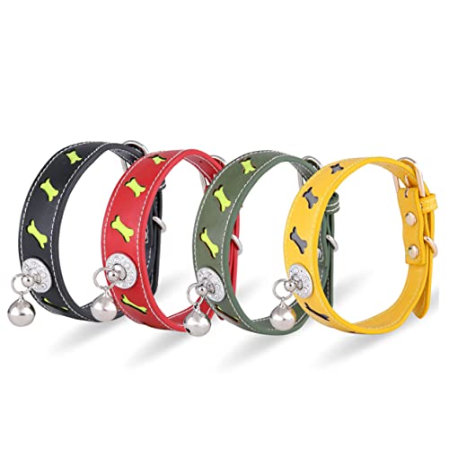 Happyyami 1stk Hundehalsband Pu-Halsband Für Hunde Reflektierendes Haustierhalsband Personalisierter, Verstellbarer Basic-Kragen Halskette Mit Katzenglocke Katzenhalsband Glockendekor Rot von Happyyami