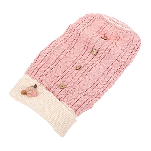 Happyyami 1stk Kleidung Für Haustiere Hundepullover Hunde Winterkostüm Warmer Mantel Welpenpullover Kleidung Für Haustiermäntel Winterjacke Für Hunde Hund Wintermantel Rosa Gestrick von Happyyami