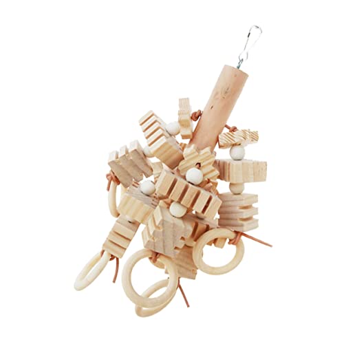 Happyyami 1stk Papagei Spielzeug Futterspielzeug Für Vögel Sittich Hängendes Spielzeug Kauspielzeug Vogelkäfige Papageienfutter Vogel-papagei-blöcke Vogelspielzeug Hölzern Beige von Happyyami