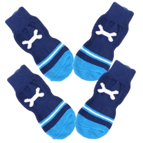 Happyyami 2 Paar Haustier socken Hund haustierstrümpfe Weihnachten Weihnachtskleidung für Haustiere Dog Socks atmungsaktiver Pfotenschutz Abriebfeste Baumwollsocken Baumwolle Navy von Happyyami