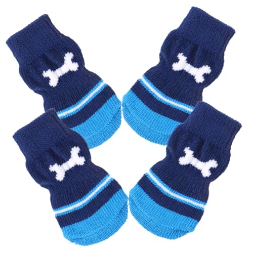 Happyyami 2 Paar Haustier socken Hund mittelgroße Hunde Hundestiefel Hundeschuhe Schuhe für Hunde Rassen hundesocken Dog Socks Socken für Hunde entzückende Pfotenschützer Baumwolle Navy von Happyyami