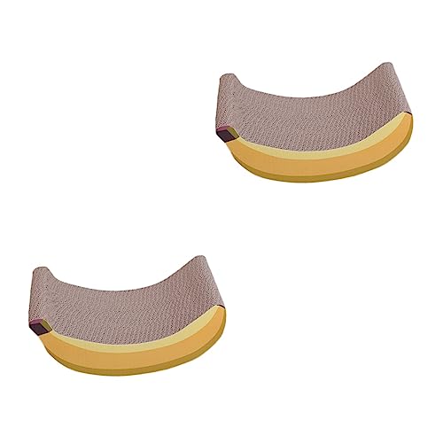 Happyyami 2 STK Banana Corrugated Cat Kratzbaum Kätzchen Kratzspielzeug Für Katzen Haustierteppich Katzenkratzer An Der Wand Kratzbäume Für Wohnungskatzen Beissen Kleinkind Katzenspielzeug von Happyyami