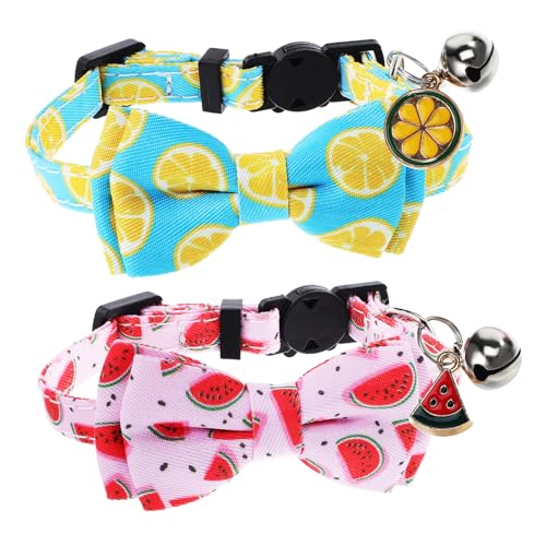 Happyyami 2 STK Obsthalsband Für Haustiere Kätzchenhalsbänder Für Mädchen Fliege Für Katzen Kätzchenhalsband Hundehalsband Katzenhalsband Süß Fliege Katzenhalsband Polyester von Happyyami