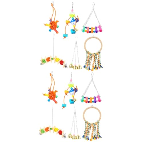 Happyyami 2 Sets Papageien Kauspielzeug Heimtierbedarf Vogelbarschschaukeln Vogel Baumwollseil Ring Papageienspielzeug Vogelkletterschaukel Papageien Hängespielzeug von Happyyami