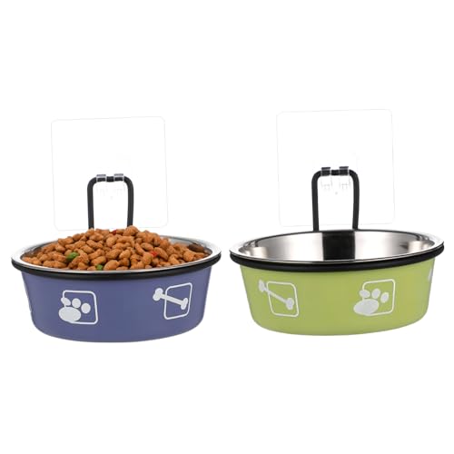 Happyyami 12 cm Hängender Katzenfutternapf Futterstation für Haustiere Aus Edelstahl Erhöhte Näpfe für Katzen Einfach Zu Installierende Haken von Happyyami