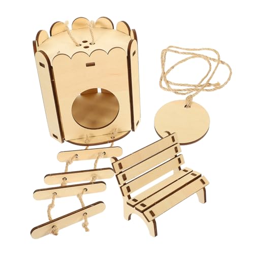 Happyyami Holz Hamster Versteck Nest Stuhl Set Holz Spielzeug Für Hamster Ratten Tiere von Happyyami