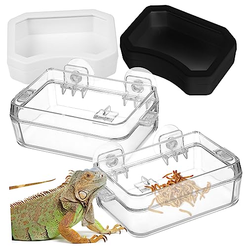 Happyyami 2St Futternapf für Reptilien Suction Cup saugnäpfe Reptilienfutterbehälter Chamäleonschale Schlangenwasserschale Anti-Flucht-Schüssel für Reptilien Schale für Reptilien Plastik von Happyyami