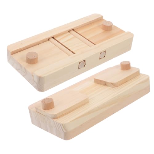 Happyyami 2St Futterspielzeug aus Holz Hamsterfutter versteckter Ort Anreicherndes Futtersuchspielzeug Tierversteckspielzeug aus Holz Interaktives Holzspielzeug für Haustiere hamsterkäfig von Happyyami