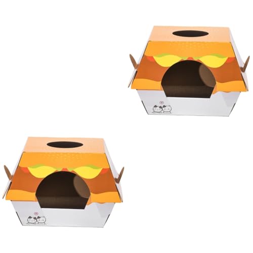 Happyyami 2St Hamburger Katzennest Katzen hängematte katzenhängebett Kratzbaum für Katzenhäuser Katzenspielzeug aus Wellpappe Katzenbetten Schaber Kratzpad Kratzmatte für Katzen von Happyyami