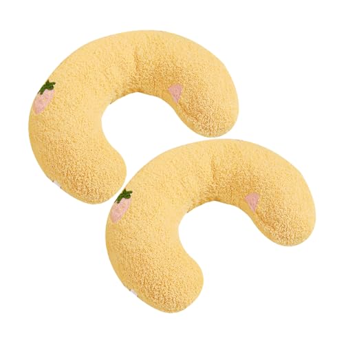 Happyyami 2St Haustier Kissen Cute Pillow Lovely Pillow katzenkissen Katzen-Nackenkissen katzenbett U-förmiges Katzennackenkissen Nackenschutzkissen Haushalt Geschmeidiges Kissen Samt Yellow von Happyyami