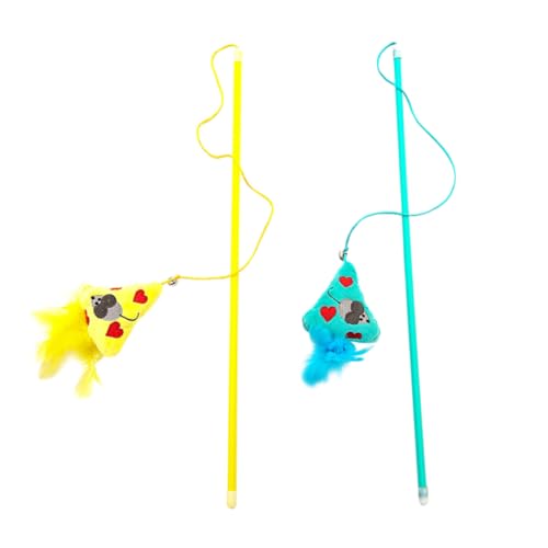 Happyyami 2St Katzen-Teaser Kätzchen Plüschtiere Katzen-Mäuse- scrump plüsch interaktives katzenspielzeug Interactive cat Toy Kätzchen Katzenspielzeug Haustier-Teaser-Stick Plastik von Happyyami