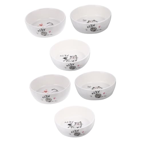 Happyyami 2St Katzennapf katzennäpfe pet Bowl Kätzchen Schüssel Hundenapf aus Keramik Welpe Fressnapf für Haustiere Futternapf für Haustiere Karikatur Zubringer Haustierzubehör Hündchen Weiß von Happyyami