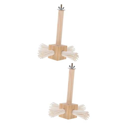 Happyyami 2St Papagei Spielzeug holzspielzeug holzspielsachen vogelstange Sittichspielzeug Papageienperch Holzperch Sittichstange aus Holz Spielzeug für Vogelkäfige Vogel sitzt Holz hölzern von Happyyami