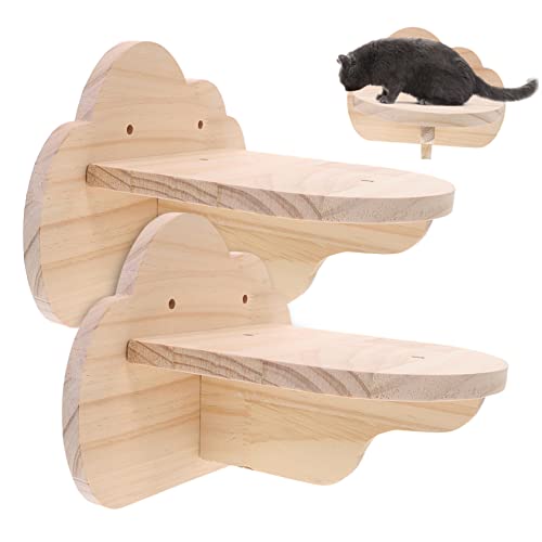 Happyyami 2St Stufen an der Katzenwand Kätzchen Kratzbaum für Wohnungskatzen Wandregale für Katzen katzenkletterwände katzenkletterwand Katzenstufen für die Wand Katzenregal aus Holz hölzern von Happyyami