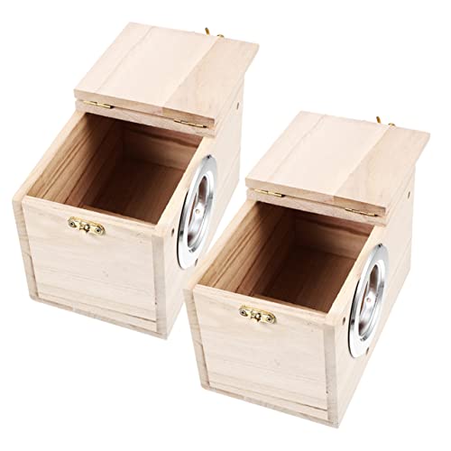 Happyyami 2pcs Holz Vogel Nistkasten Papagei Zucht Box Garten Hause Ornament Vogel Hängen von Happyyami