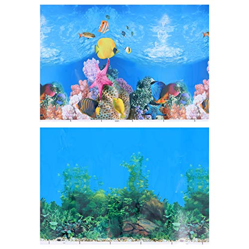 Happyyami 2st Aquarium Hintergrundpapier Kleines Aquarium Schwamm Zubehör Kühler Stand Wasser Teich Vakuum Futterspender Aquarienhintergründe Tank 3D-tapete Wand Kanister Filmpapier von Happyyami