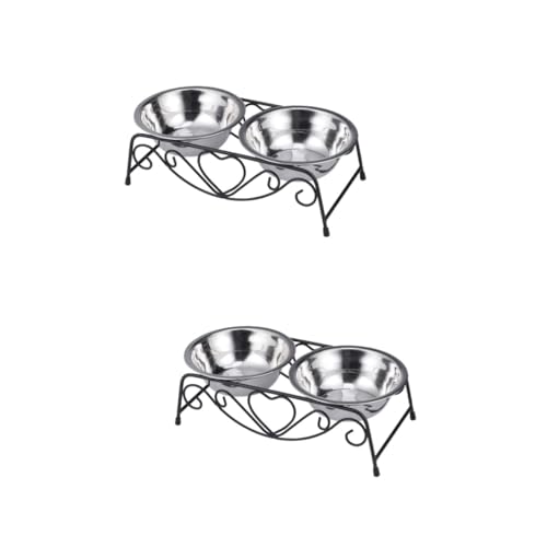 Happyyami 2st Doppelter Futternapf Für Hunde Haustiernapf Aus Edelstahl Hundenapf Aus Edelstahl Ständer Für Hundenapf Doppelter Futterautomat Für Hunde Container Futterschale Einstellen Groß von Happyyami