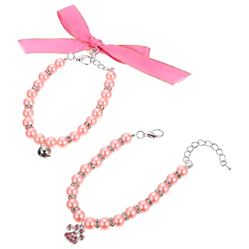 Happyyami 2st Haustierhalsband Armbänder Katzenhalsband Aus Samt Schmuck Halskette Katzenhalsband Mit Glocke Kämme Für Tierhaare Reize Bausatz Hundepflegetisch Wurf Stoff Rosa von Happyyami