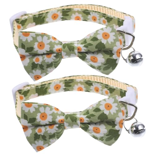 Happyyami 2st Kleine Hundehalsbänder Kragen Katzenhalsband Katze Hundehalsband Gänseblümchen- Outdoor-zubehör Fliege Für Haustiere Welpenzubehör Polyester-Nylon Glockenförmig Halskette von Happyyami