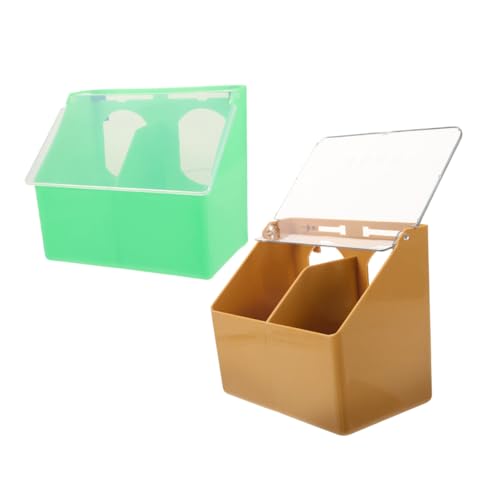 Happyyami 2st Tauben-hängebox Sittich-Futter Maschine Taubentrog Griffe Tür Sittiche Füttern Gießen Backenzahn Faltbarer Korb Zubehör Für Sittichkäfige Hühnertrog Weiden Plastik Light Brown von Happyyami