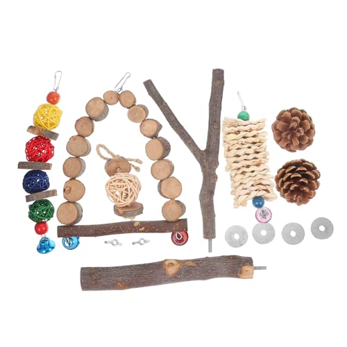 Happyyami 3 Sets Papageien Kauspielzeug Sittich Vogelzubehör Für Käfige Vogelkäfig Ständer Vogelsitzstangen Für Sittiche Vögel Futterspielzeug Papageien Spielständer von Happyyami