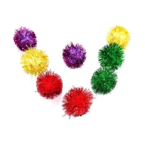 Happyyami 30 STK Katzenbedarf Katzen Spielzeug cat Toys Katzenspielzeug mit Pompoms spielsachen für Katzen Pompom Spielzeug Katzen-Lametta-Bälle-Spielzeug Blitzspielzeug Lametta Kugeln von Happyyami