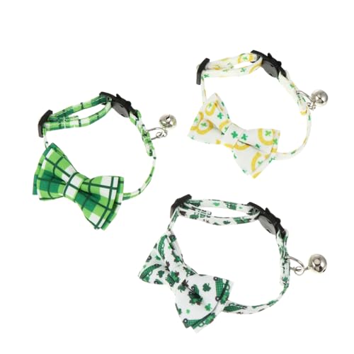 Happyyami Katzenhalsband Fliege St. Patrick's Day Haustier Schleife Halsband Festival Verstellbar 3er Set von Happyyami