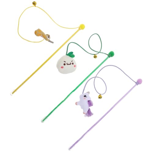 Happyyami 3PCS Interaktives Katzenspielzeug Mit Kleinen Glocken Farbige Katzenangel Sticks Aus üsch Für Katzen Und Kätzchen Fördert Spiel Und Bewegung von Happyyami