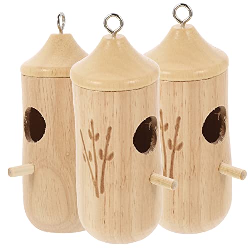 Happyyami 3St Kolibri- outdoordeko vogelhäuser für draußen gartendeko rostoptik Vogelhäuschen Vogelhaus Käfig Verschachtelung Taube Nestvogelschmuck draußen hängendes Kolibrihaus hölzern von Happyyami