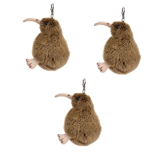 Happyyami Kiwi Doll 3st Plüschtier Für Haustiere Vogelspielzeug Kiwi-Vogel-plüsch Scrump Plüsch Spielzeuge Schlüsselbund Vogelpuppe Tierisches Spielzeug Plüsch Hund Schlüsselanhänger von Happyyami