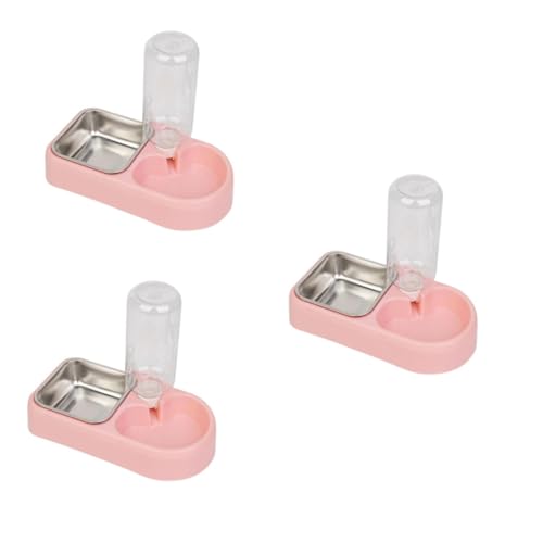 Happyyami 3st Wasserspender Für Hunde Wasserspender Aus Edelstahl Katzentränke Katze Wasserspender Edelstahl Lipgloss-Sets Katzennäpfe Schüssel Katzentablett Rosa Der Hund von Happyyami