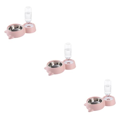 Happyyami 3St Haustiernapf Katze automatischer Wasserspender Slow Feeder Hundenapf Futternäpfe für Hunde Hundefutter Futternapf für Haustiere USB Zubringer Fressnapf Rosa von Happyyami