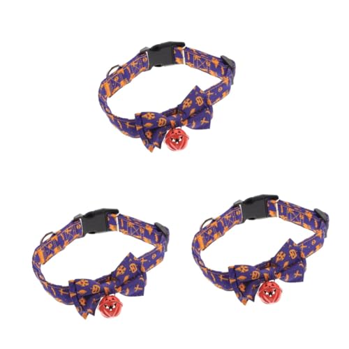 Happyyami 3st Halloween-Kragen Weihnachtskätzchenhalsbänder Weibliches Hundehalsband Halloween-katzenhalsband Katzenhalsbänder Halloween-kätzchen-Kragen Halloween- Polyester Violett von Happyyami