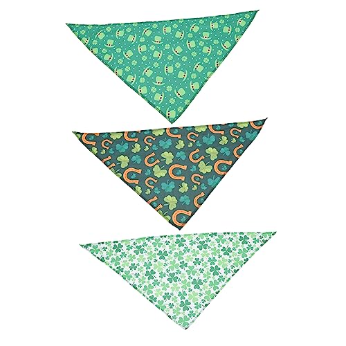 Happyyami 3st Kleeblatt-dreiecksschal Haustierbedarf Kragen Hunde-hochzeits-Bandana Verstellbar Kühlendes Hundehalsband St. Hundehalstuch Mit Dreieckigem Kleeblatt Mäntel Polyester Green von Happyyami