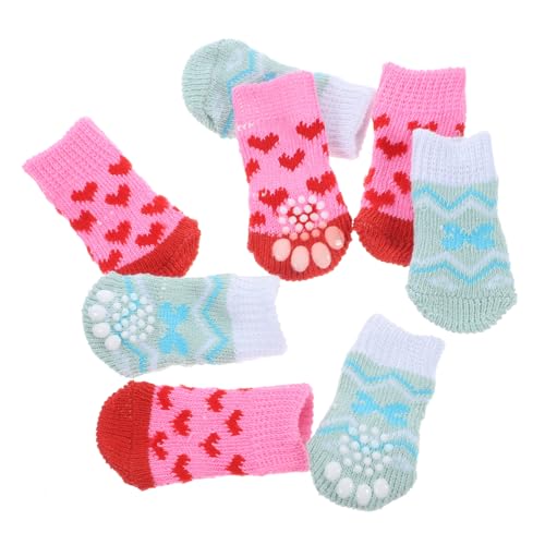 Happyyami 4 Paar Haustiersocken Tragbare Baumwollsocken Bezaubernde Hundesocken Verschleißfeste Baumwollsocken Bezaubernde Pfotenschützer Socken Für Hunde Austauschbare Hundesocken von Happyyami