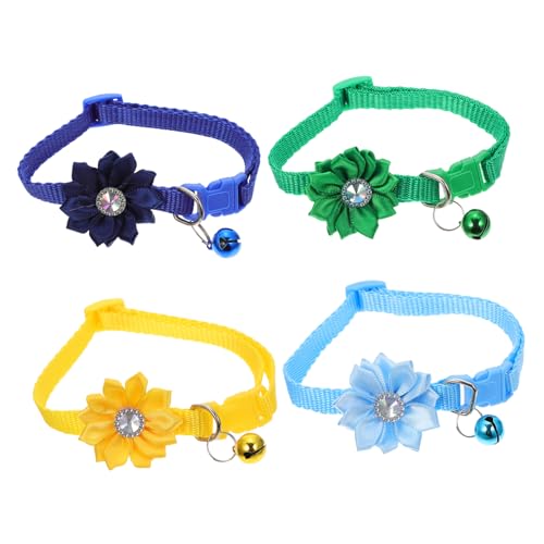 Happyyami 4 Stück Blumenhalsband für Haustiere Welpenzubehör Halsband für Haustierhunde Klingglöckchen zughalsband für große Hunde hundekragen Haustierbedarf Katzenhalsband mit Glocke pp von Happyyami