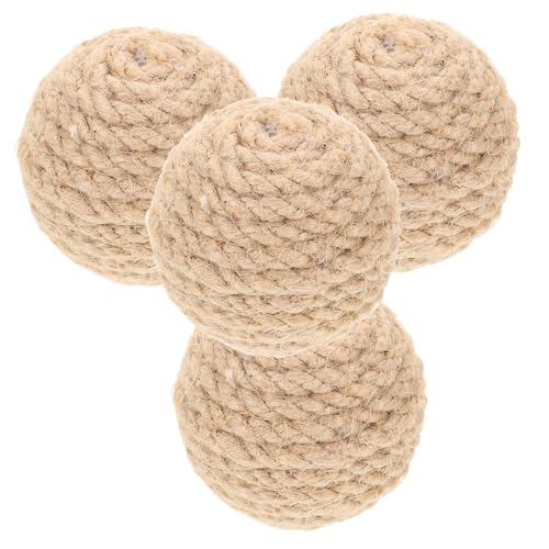 Happyyami 4 Stück Catnip Cat Kratzball Wandkratzer Für Katzen Katzenkratzer Aus Pappe Katzenzubehör Katze Kratzt Zahnspielzeug Für Katzen Kratzmatte Für Katzen Katzenbälle Light Brown Jute von Happyyami