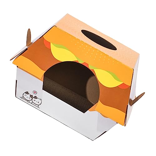 Happyyami 4 Hamburger Katzennest Katzenbett Burger-Katzennest haustierbett pet Bed Spielzeug Kätzchen Kratzbrett Katzensachen Heizung greifen kratzbaum für Katzen Wellpapier von Happyyami