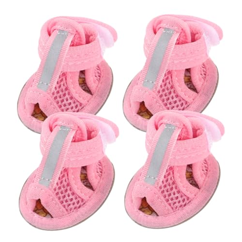 Happyyami 4 Stück Haustier-Hundeschuhe Sommerschuhe für Hunde Winterstiefel für Hunde kleine Hunde Fäustlinge Pfote Welpenstiefel Dog Shoes Hunde Schuhe Haustierschuhe Haustierbedarf Rosa von Happyyami