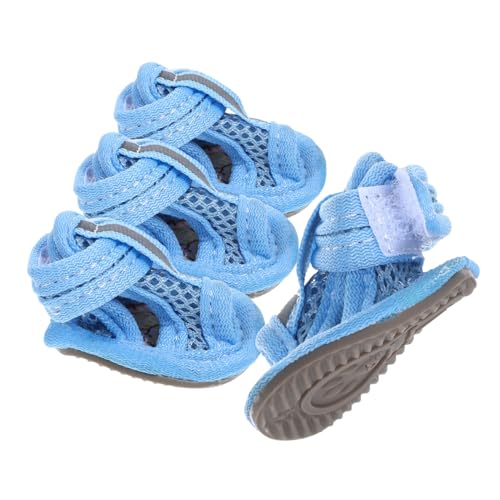 Happyyami 4 Stück Haustier-Sandale Hundeschuhe für Hot Hundeschuhe für Haustiere Hundeschuhe für heißes Pflaster sommerliche hundestiefel Stiefeletten Haustier-Hundeschuhe Hundesandale Blue von Happyyami